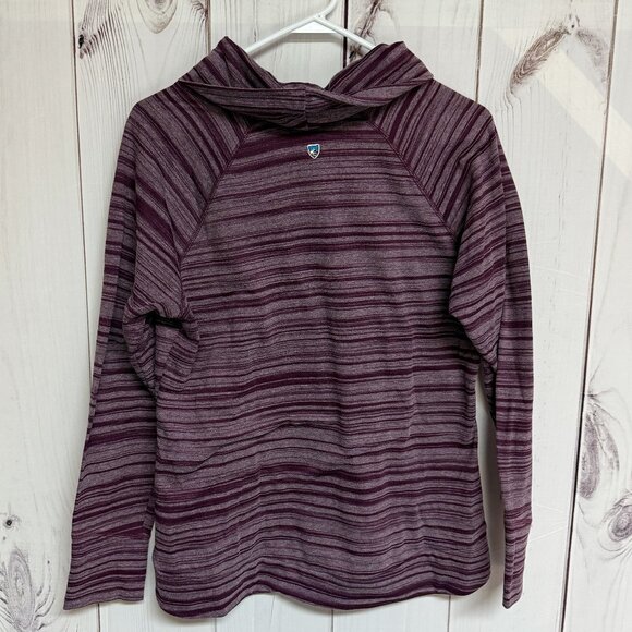KÜHL Piper Cowl Neck Women’s Large Burgundy Stripe Knit Pullover - Picture 3 of 12